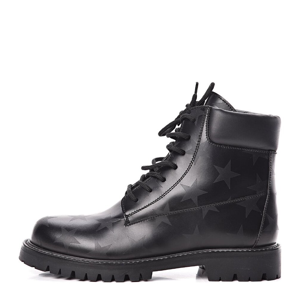 Valentino Garavani  Calfskin Hologram Star Print Combat Boots Men